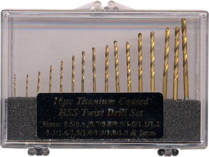 16 pc Titanium coated drill bit set