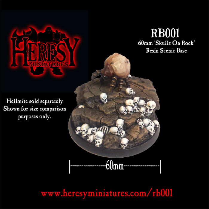 60mm Skullz On Rock Resin Base (ROUND) - Click Image to Close