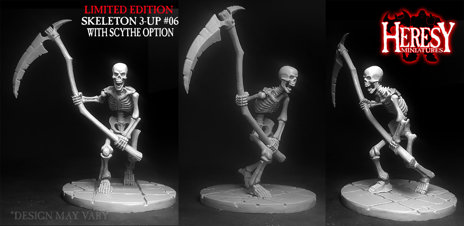 Skeleton 3-Up #06: Skeleton with Sword & Shield - Click Image to Close