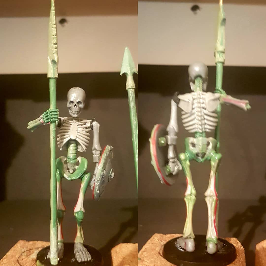 Work In Progress 3-UP Skeleton with spear, part of the plastic Skeleton Warriors project!